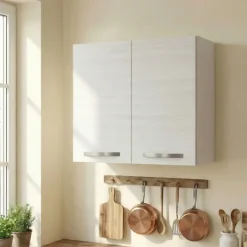 Pensile scolapiatti 80x72h cm 2 ante bianco frassinato Talise