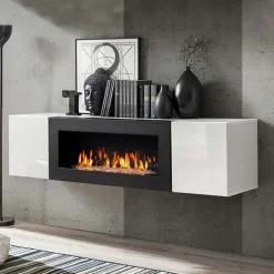 Pensile sospeso con biocamino 160x40h cm bianco Ignis 1 Gihome®