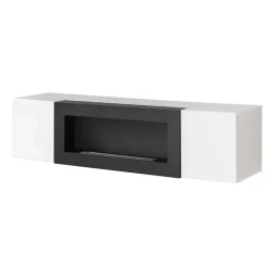 Pensile sospeso con biocamino 160x40h cm bianco Ignis 1 Gihome®