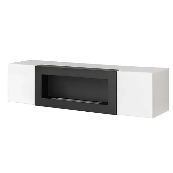 Pensile sospeso con biocamino 160x40h cm bianco Ignis 1 Gihome®