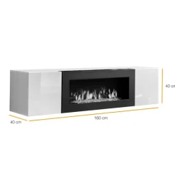 Pensile sospeso con biocamino 160x40h cm bianco Ignis 1 Gihome®