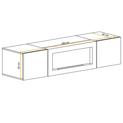 Pensile sospeso con biocamino 160x40h cm rovere Ignis 1 Gihome®