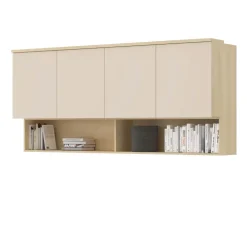 Pensile sospeso 186x83h cm 4 ante reversibili beige cashmere rovere Elvira