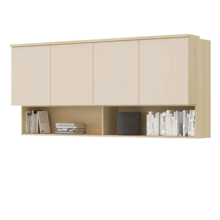 Pensile sospeso 186x83h cm 4 ante reversibili beige cashmere rovere Elvira