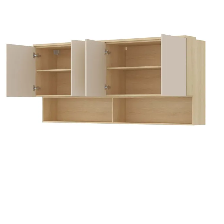 Pensile sospeso 186x83h cm 4 ante reversibili beige cashmere rovere Elvira