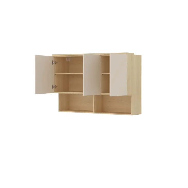 Pensile sospeso 126x83h cm 3 ante reversibili beige cashmere rovere Elvira