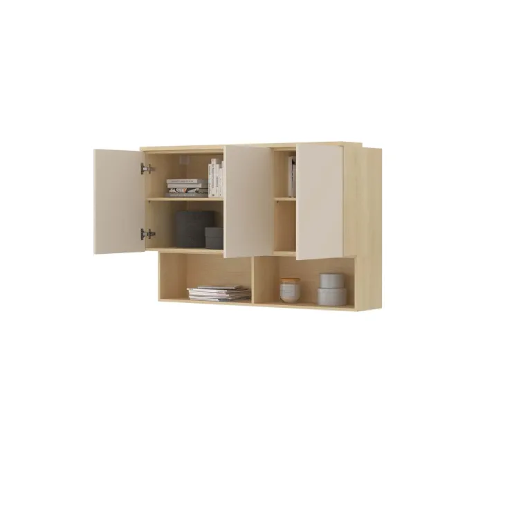 Pensile sospeso 126x83h cm 3 ante reversibili beige cashmere rovere Elvira
