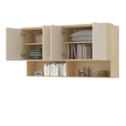 Pensile sospeso 168x83h cm 4 ante reversibili beige cashmere rovere Elvira