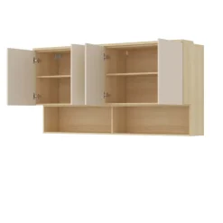 Pensile sospeso 168x83h cm 4 ante reversibili beige cashmere rovere Elvira