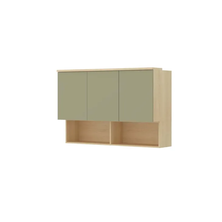 Pensile sospeso 126x83h cm 3 ante reversibili verde salvia rovere Elvira