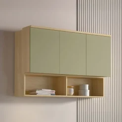 Pensile sospeso 126x83h cm 3 ante reversibili verde salvia rovere Elvira