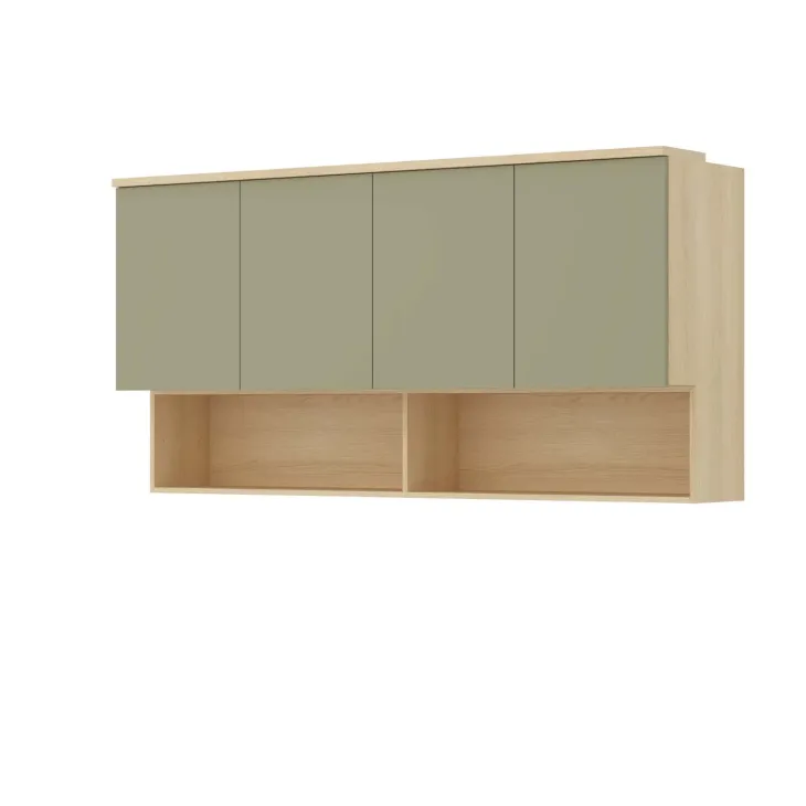 Pensile sospeso 168x83h cm 4 ante reversibili verde salvia rovere Elvira