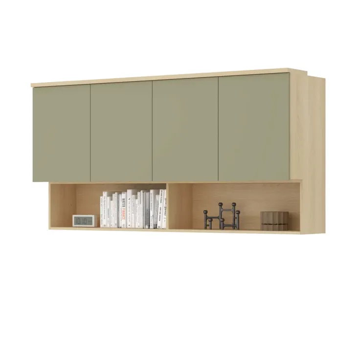 Pensile sospeso 168x83h cm 4 ante reversibili verde salvia rovere Elvira