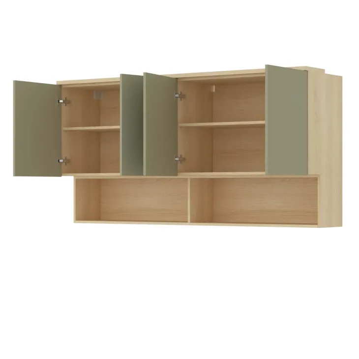 Pensile sospeso 168x83h cm 4 ante reversibili verde salvia rovere Elvira
