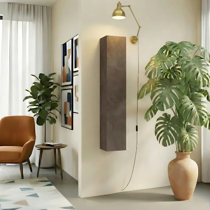 Pensile verticale 29x138h cm 1 anta reversibile moderno marrone bronzo Sunset