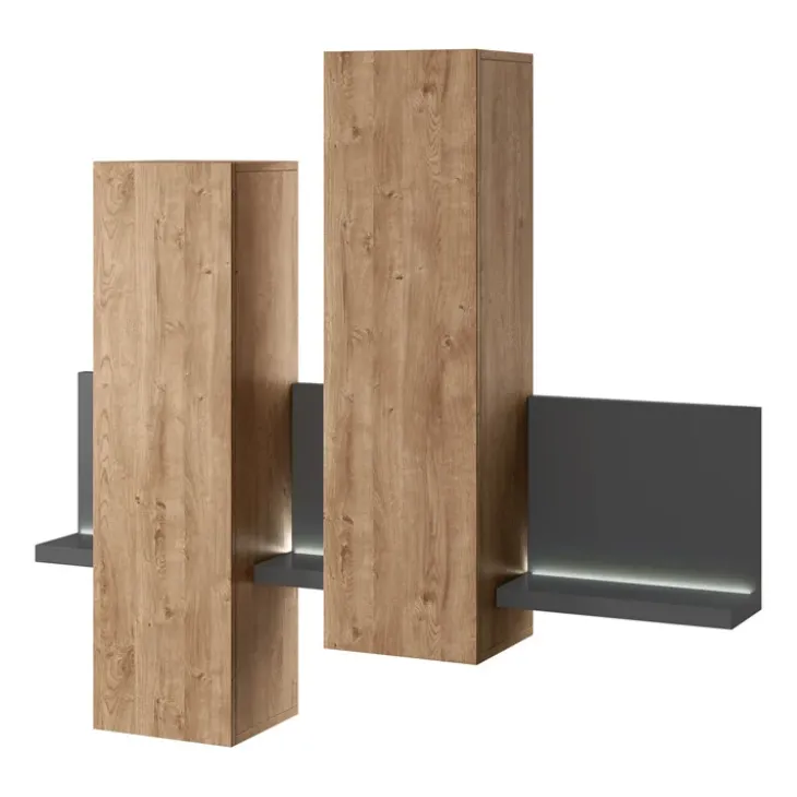 Pensile 152x142h cm per parete attrezzata con mensola rovere antracite Megan Gihome®