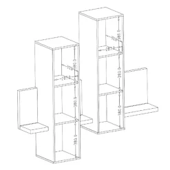 Pensile 152x142h cm per parete attrezzata con mensola rovere antracite Megan Gihome®