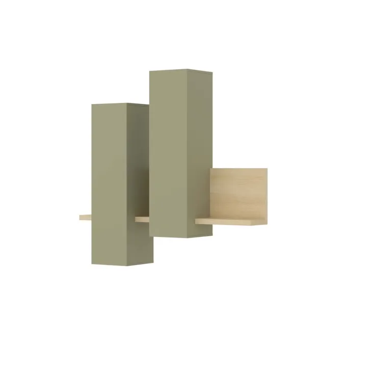 Pensile 152x142h cm per parete attrezzata con mensola verde salvia rovere Megan Gihome®