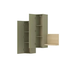 Pensile 152x142h cm per parete attrezzata con mensola verde salvia rovere Megan Gihome®