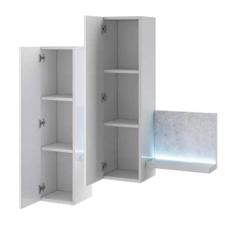 Pensile 152x142h h cm per parete attrezzata con mensola bianco opaco cemento Megan Gihome®