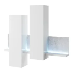 Pensile 152x142h h cm per parete attrezzata con mensola bianco opaco cemento Megan Gihome®