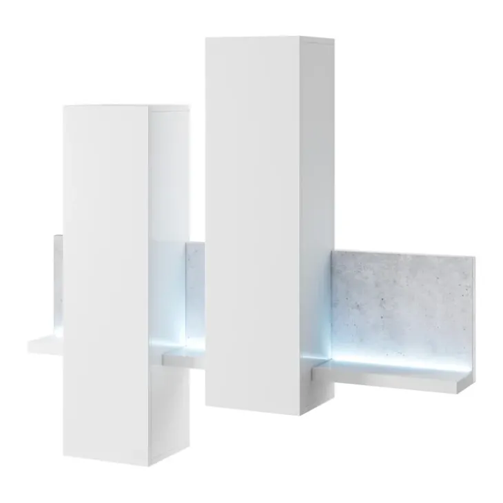Pensile 152x142h h cm per parete attrezzata con mensola bianco opaco cemento Megan Gihome®