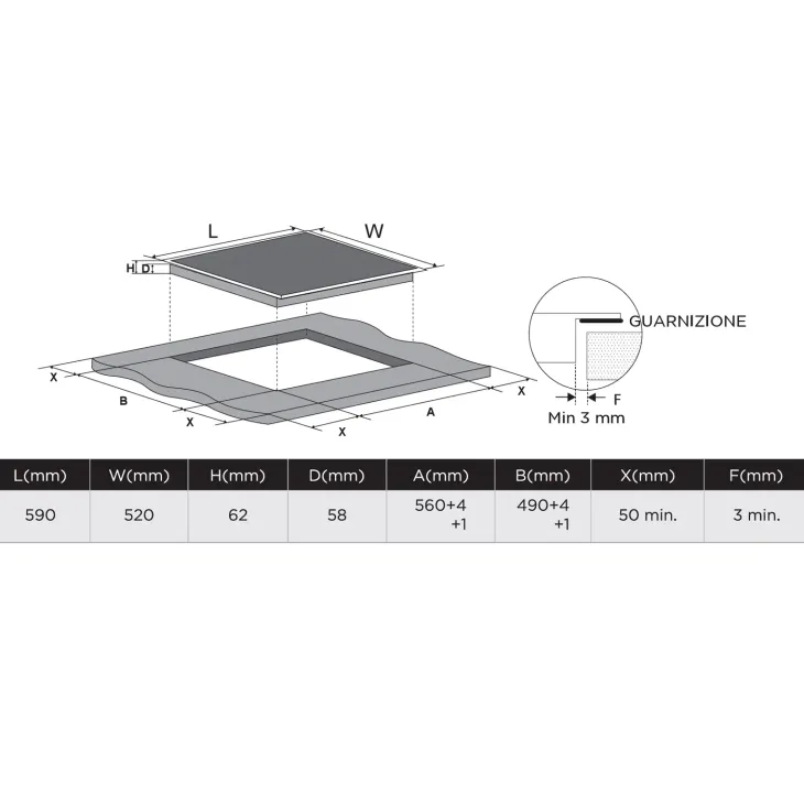 Piano cottura induzione 4 zone 60cm Master Kitchen