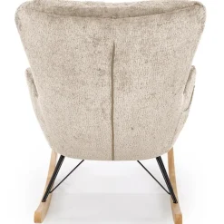 Poltrona a dondolo imbottita in tessuto beige Isla