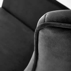 Poltrona a dondolo relax imbottita in velluto nero Nanna