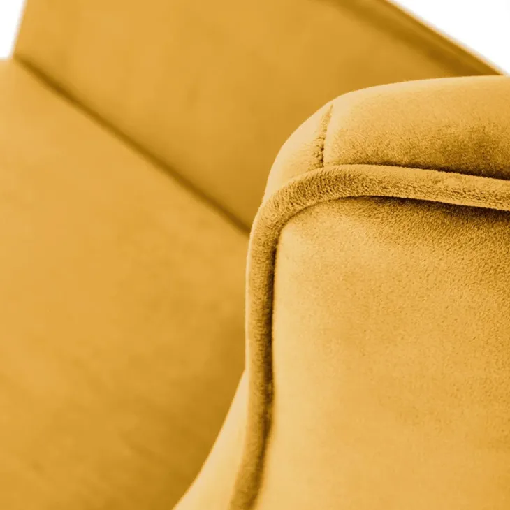 Poltrona a dondolo relax imbottita in velluto giallo senape Nanna