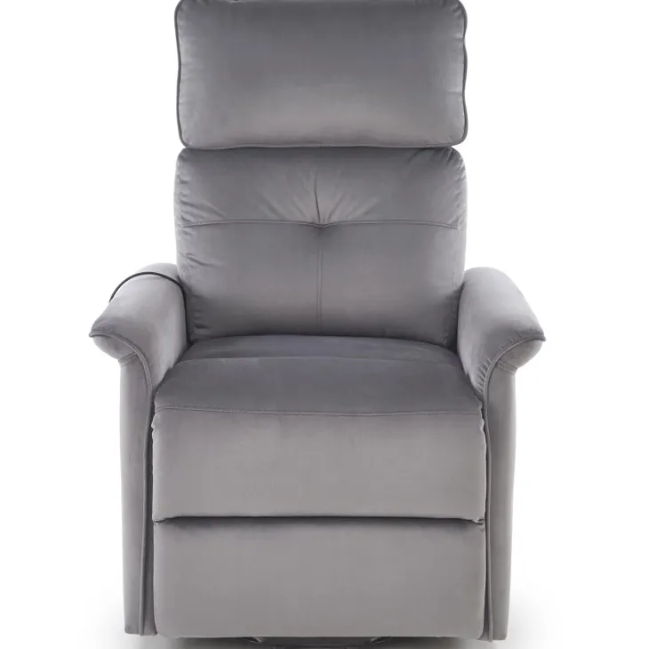 Poltrona alzapersona reclinabile elettrica massaggiante con USB in velluto grigio Nyx