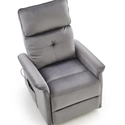 Poltrona alzapersona reclinabile elettrica massaggiante con USB in velluto grigio Nyx