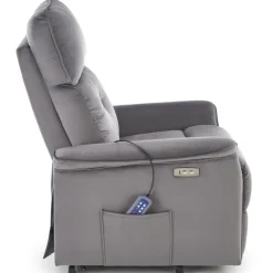 Poltrona alzapersona reclinabile elettrica massaggiante con USB in velluto grigio Nyx