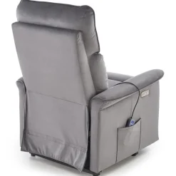 Poltrona alzapersona reclinabile elettrica massaggiante con USB in velluto grigio Nyx