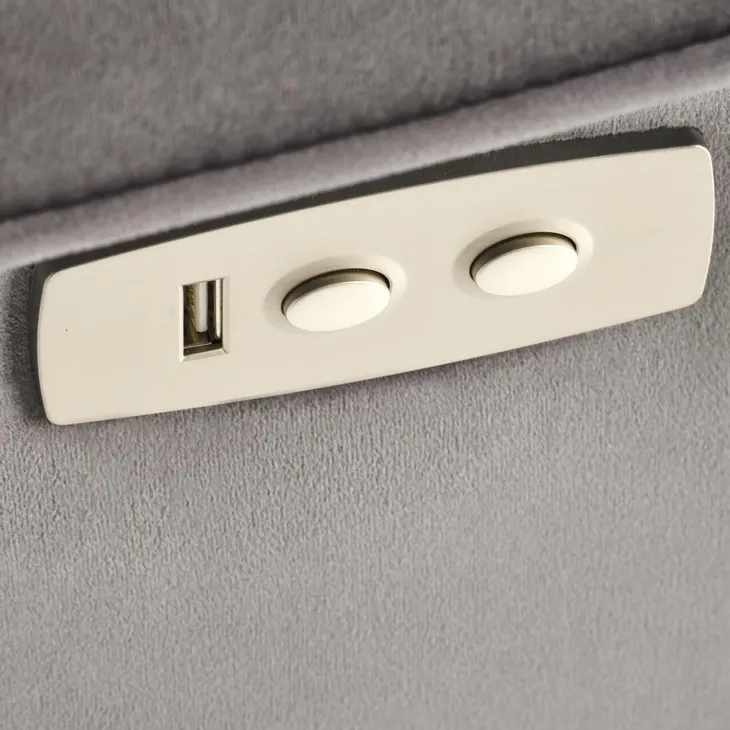 Poltrona alzapersona reclinabile elettrica massaggiante con USB in velluto grigio Nyx