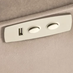 Poltrona alzapersona reclinabile elettrica massaggiante con USB in velluto beige Nyx