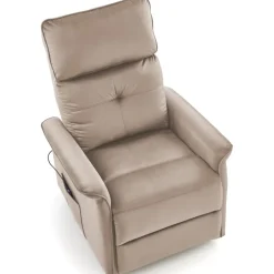 Poltrona alzapersona reclinabile elettrica massaggiante con USB in velluto beige Nyx