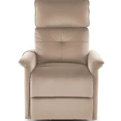 Poltrona alzapersona reclinabile elettrica massaggiante con USB in velluto beige Nyx