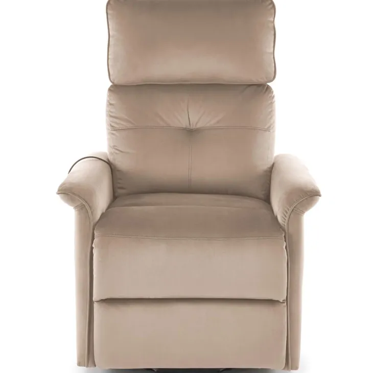 Poltrona alzapersona reclinabile elettrica massaggiante con USB in velluto beige Nyx