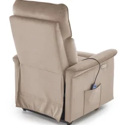 Poltrona alzapersona reclinabile elettrica massaggiante con USB in velluto beige Nyx