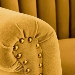 Poltrona classica relax imbottita in velluto senape Mazia