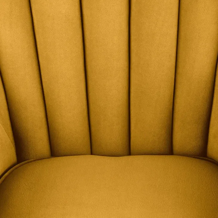 Poltrona classica relax imbottita in velluto senape Mazia