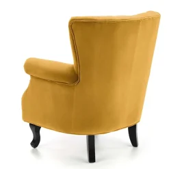 Poltrona classica relax imbottita in velluto senape Mazia