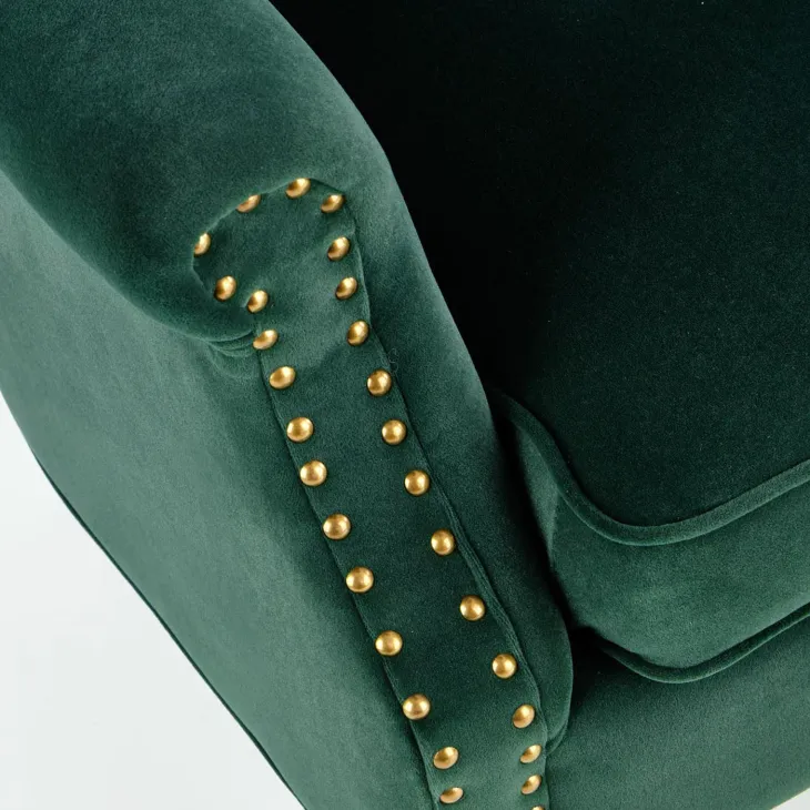 Poltrona classica relax imbottita in velluto verde scuro Mazia