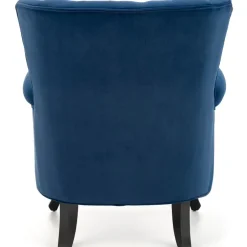 Poltrona classica relax imbottita in velluto blu Mazia