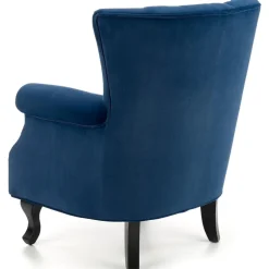 Poltrona classica relax imbottita in velluto blu Mazia