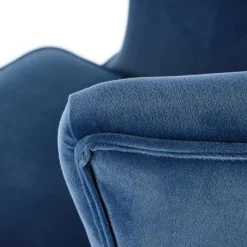 Poltrona classica relax imbottita in velluto blu Mazia