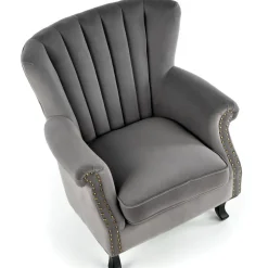 Poltrona classica relax imbottita in velluto grigio Mazia