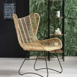 Poltrona da esterno in rattan beige nero Livia