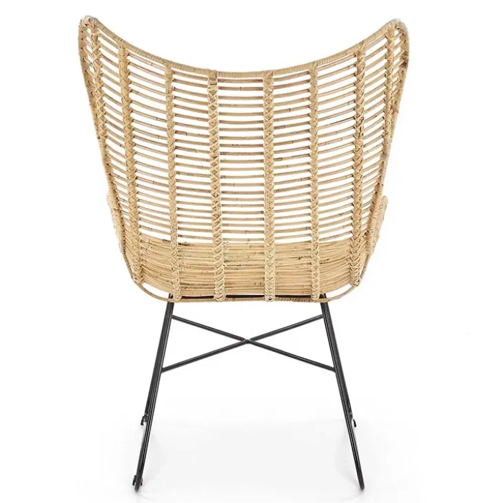 Poltrona da esterno in rattan beige nero Livia
